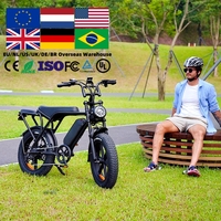 Vélo électrique Fat Bike V8 500W avec assistance au pédalage, moteur de moyeu avant, batterie au lithium, cadre en acier carbone, 7 vitesses, moteur sans balais, style urbain européen