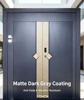 Porte d'entrée double de luxe moderne au design européen YDNCN, corps en aluminium moulé gris foncé, incrustation tissée or champagne, intelligente
