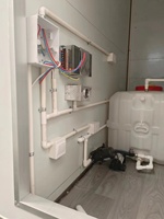 PROSKY Remorque de toilettes portables de 3,6 m avec 2 portes, toilettes mobiles à 2 cabines, tôle galvanisée, écologique et durable