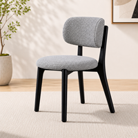 Chaise de salle à manger moderne en bouclette avec pieds en chêne noir, chaise de cuisine rembourrée, chaise d'appoint nordique pour salle à manger et salon