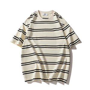 2024 fabricant de sérigraphie personnalisé rayé blanc 100% coton unisexe surdimensionné Streetwear poids lourd Hip Hop pour hommes <span class=keywords><strong>t</strong></span>-shirt - Product Image 6