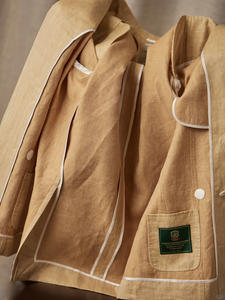 Costume d'affaires 2 pièces en <span class=keywords><strong>lin</strong></span> jaune pour <span class=keywords><strong>homme</strong></span>, <span class=keywords><strong>tenue</strong></span> de <span class=keywords><strong>mariage</strong></span>, double boutonnage, coupe ajustée, revers en pointe haut, grande taille pour adultes - Product Image 5