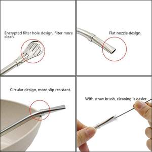 Cuchara de Acero Inoxidable con Filtro para Yerba Mate, Bombilla con Mango Largo, Colador de Té con Cepillo de Limpieza - Product Image 4