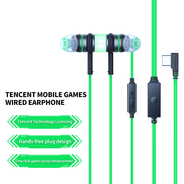 Type c In-ear Wire Headphone Earphone Control Stereo Earphones Handfree Headphone for Phone Gaming