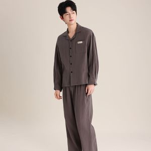 <span class=keywords><strong>Prix</strong></span> d'usine pyjamas pour hommes hiver 2 pièces maison ensemble à manches longues vêtements <span class=keywords><strong>de</strong></span> salon <span class=keywords><strong>de</strong></span> <span class=keywords><strong>nuit</strong></span> double couche gaze coton vêtements <span class=keywords><strong>de</strong></span> <span class=keywords><strong>nuit</strong></span> pour hommes - Product Image 4