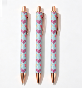Bulk Heart Glitter Click‑on Metal Ballpoint Pen Multi‑color Cute Stationery <b>For</b> Students <b>Wedding</b> Favors - Product Image 1