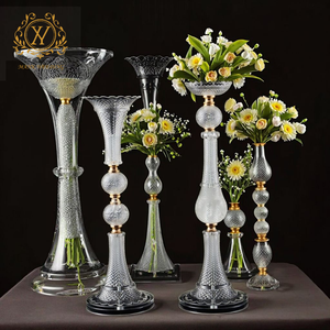 Florero DE MESA DE BODA, centro de mesa de acrílico transparente, soporte alto de flores de Metal dorado para Decoración de mesa de boda - Product Image 2