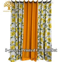 Ensemble de rideaux à œillets imprimés 3 pièces populaires, occultation totale, en tissu polyester, style moderne, vente en gros