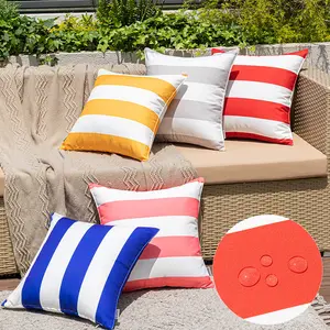 Silla de ratán colorida de verano, funda de cojín a rayas para jardín al aire libre, funda de almohada impermeable para piscina