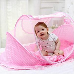 Lit de bébé pliable portable avec moustiquaire, matelas, oreiller et pare-soleil – Idéal pour l'extérieur et l'intérieur, pour les voyages estivaux des enfants - Product Image 4