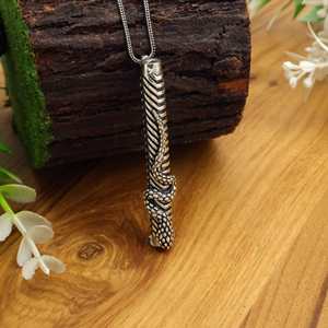 Dragon Claw Tube Pendant <b>Necklace</b> Norse <b>Viking</b> Jewelry Fantasy Statement <b>Necklace</b> Gold & Silver Tube Charm - Product Image 3