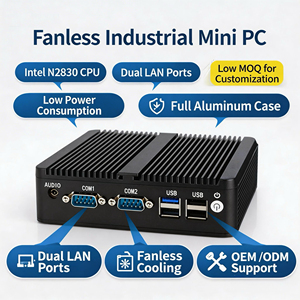 Mini <span class=keywords><strong>PC</strong></span> Industrial Sin Ventilador Intel N2830, Doble LAN, Carcasa Metálica, Mini <span class=keywords><strong>Servidor</strong></span> Integrado para Automatización OEM ODM - Product Image 1