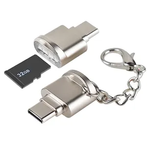 Mini leitor de cartão portátil de liga de zinco, leitor de cartão micro sd tf otg usb tipo c para macbook celular