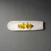 Assiettes de service en céramique de luxe, design Japandi, motif pierre blanche, pour restaurants, sushis et traiteurs, vente en gros