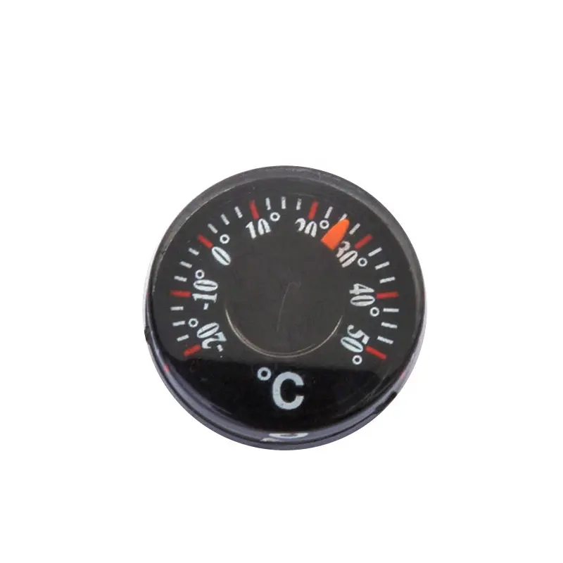 Внешний диаметр 20 мм, дешевый мини-термометр для выживания, прямые продажи с завода, Круглый биметаллический пластиковый термометр
