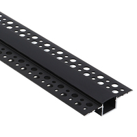 Profilé en aluminium LED noir anodisé élégant pour éclairage architectural mural et de présentoirs, avec design invisible