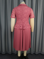 Robe de bureau plissée en dentelle à col rabattu, style péplum, coupe trapèze, avec ceinture