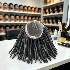 Prothèse capillaire grise brésilienne pour hommes, 10 pouces, couleur <span class=keywords><strong>gris</strong></span> poivre et sel 1b10, dreadlocks, toupet en dentelle HD pour hommes - Product Image 1