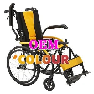 Kursi roda manual untuk orang tua portabel, kursi roda elektrik lipat ringan dengan paduan aluminium