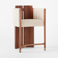 ATUNUS Chaise de salle à manger élégante et luxueuse de style moderne Tabouret de bar Cadre en bois massif avec tissu en velours Fauteuil de salle à manger de loisir
