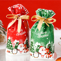 Sacs cadeaux en plastique à cordon, anti-odeur, avec nœuds, pour Noël, Halloween, biscuits, bonbons et snacks, à fond stable