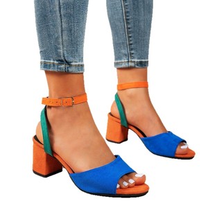 New Elegant Style Chain Thick Heel Strap <b>Sandals</b> for Women Plus Size - Product Image 5