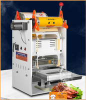Machine d'emballage manuelle pour sceller les barquettes, les canettes de boissons et les contenants en papier – Scelleuse de table pour contenants alimentaires