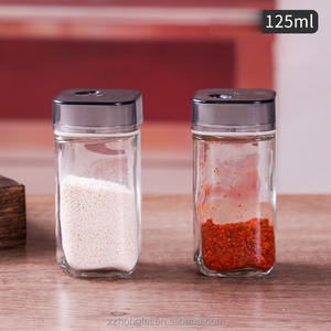 مجموعة هزازات ملح وفلفل زجاجية شفافة بقاعدة زجاجية، بفتحات صب قابلة للتعديل وغطاء لولبي مربع، قابلة للتخصيص بطباعة الشاشة - Product Image 4