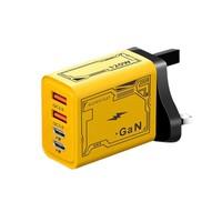 Adaptor charger lipat tipe C 65W, charger 12 volt 65 watt, adaptor AU, colokan dinding USB tipe C ganda untuk charger