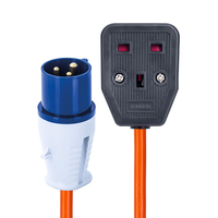 Câble adaptateur de raccordement électrique pour camping-car 0,35 m 16 A 230 V 3 broches CEE vers prise de courant 13 A UK BS 1 voie