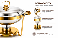 Plat à chafing classique en acier inoxydable 34 cm, plaqué or, résistant à la chaleur, chauffe-plats de buffet 2200g pour hôtels et banquets