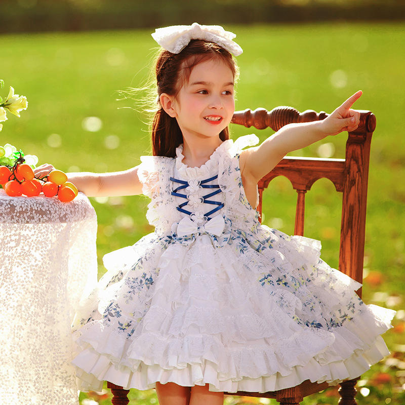 Baby Girl Flower Elegant Luxury Girls Ruffle Dress Kids Lolita Spanish  Dresses Lace Princess Frocks Clothes for Kids