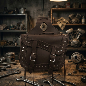 Bolsa de Sillín para Motocicleta de Cuero Genuino GLOBAL LEATHER, Impermeable, Estilo Vintage Inglés, Cierre de Solapa, Capacidad de 25L, Lista para Viajar - Product Image 4