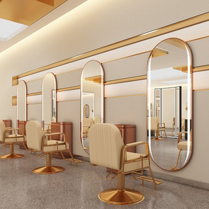 Hot Sale Large Full Length Gold Styling Barber Salon Furniture Wall Ounted Hairdressing <b>Makeup</b> <b>Led</b> Beauty Salon <b>Mirror</b> - Product Image 2