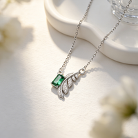 Bijoux Moyu, nouveaux bijoux tendance de l'été, argent sterling 925, pendentif rectangulaire en émeraude et zircone cubique pour femmes, collier en argent 925