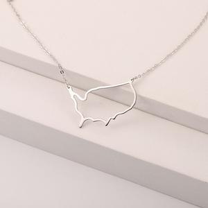 Collier de <span class=keywords><strong>carte</strong></span> de pays de style bohème en argent sterling 925 personnalisé 50 états <span class=keywords><strong>carte</strong></span> des états-<span class=keywords><strong>unis</strong></span> plaqué rhodium pierre principale en zircon - Product Image 2
