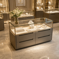 Vitrine murale pour bijouterie sur mesure, comptoir d'exposition de bijoux en verre éclairé, armoire de présentation de bijoux avec grand tiroir de rangement