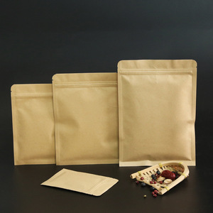 Sachets 13*18.5cm Écologiques en Papier Kraft avec Fermeture Éclair et Intérieur Feuille <span class=keywords><strong>d</strong></span>'Aluminium, Anti-Humidité pour la Conservation des Noix, Produits Secs, Sushis et Gelées - Product Image 1