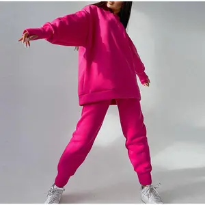 High Quality French Terry Jogger Sweatpants And Hoodie Tracksuit Plain Hoodies Women's 2 Two Piece Set