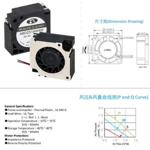 Ventilador Axial de CC 2510 de 25x25x10 mm, Alto Flujo de Aire de 2.91 CFM, Solución para su Proyecto de Refrigeración Electrónica, Voltaje, Velocidad, Cable Personalizado - Product Image 2