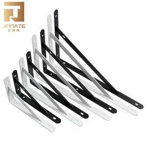 JINNATE <b>Triangle</b> <b>Bracket</b> Iron <b>Shelf</b> Support Wall Mount Black White 90 Degree Storage Frame - Product Image 1