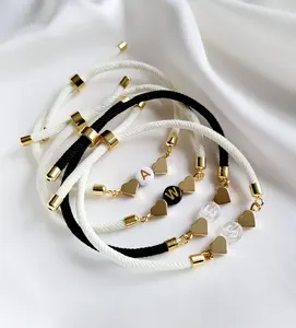 <strong>Personalised</strong> Initial Bracelet Initial Heart Adjustable Bracelet <strong>Friendship</strong> Couple Cord Bracelet <strong>Gifts</strong> for Her - Product Image 3