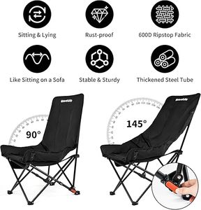 Silla de Camping Acolchada, Silla Plegable Ajustable de 2 Posiciones, Silla de Camping Portátil con Bolsillo Lateral <span class=keywords><strong>y</strong></span> Bolsa de Transporte - Product Image 3