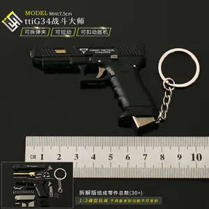 Mini Metal Glock 17 Eject The Shell Metal Bullets Wholesale Pistol 1911 Colt GUN Keychain