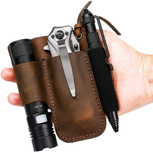 Étui de ceinture classique en cuir véritable Yy Brand, pochette pour lampe torche, sac de rangement portable pour outils EDC, étui durable pour couteau – Ventes flash - Product Image 6
