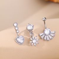 14G acier chirurgical fileté extérieurement nombril anneaux de nombril coeur Zircon pendants Sexy Ombligo Piercing bijoux pour femmes
