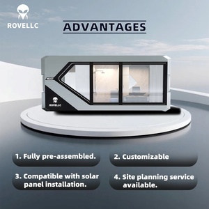 Villa préfabriquée extérieure de 22 m², maison modulaire mobile en capsule, 2 chambres, alimentée <span class=keywords><strong>à</strong></span> l'énergie solaire, écologique, salon, parc - Product Image 2