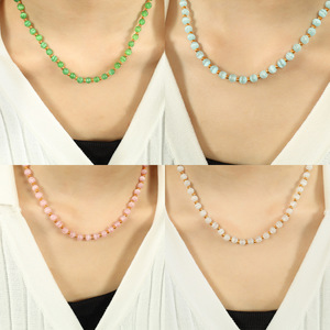 Cat's Eye Beaded <b>Titanium</b> Steel Necklace Geometric Ball Shape Unisex Everyday Wear Clavicle <b>Chain</b> Jewelry - Product Image 4