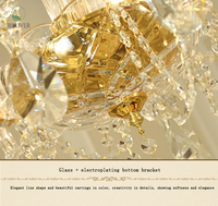 Lustre en cristal moderne de luxe en verre doré K9 éclairage suspendu de salon d'intérieur pour les lustres de lampes suspendues de chambre d'hôtel
