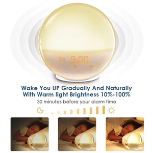 Sveglia con luce sveglia con luce colorata di simulazione dell'alba e luce notturna sbiadita al tramonto - Product Image 2